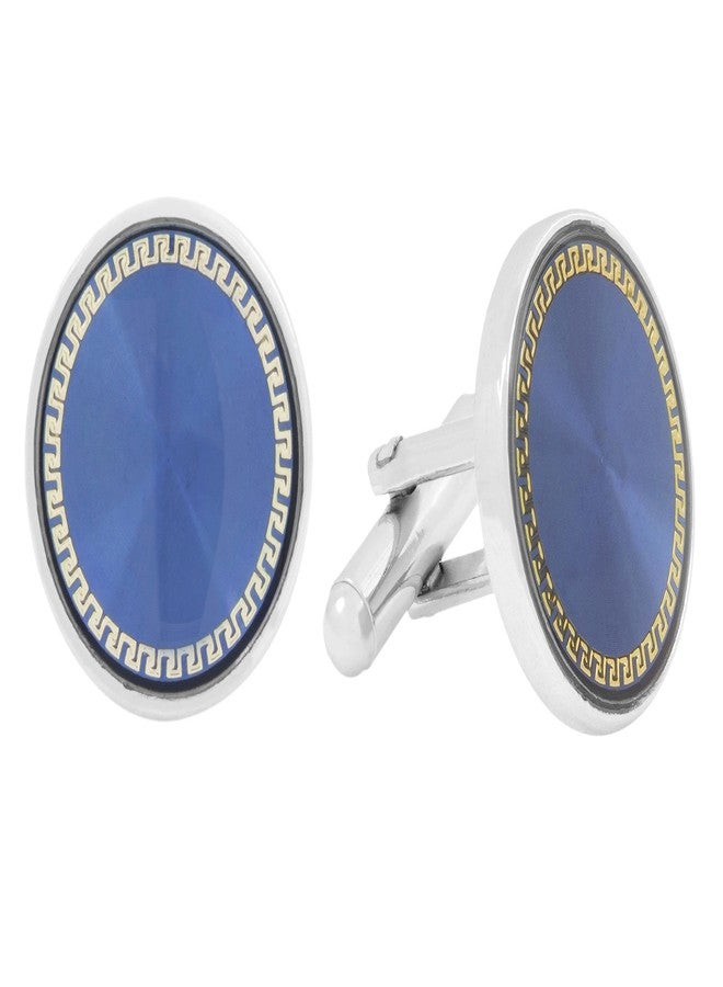 Zivom® Round Blue Gold Rhodium Office Formal Shirt Blazer Cufflink Pair Men Gift Box - Image 2