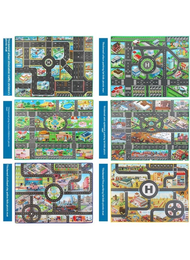 Children's Toys 11 Thickened English Traffic Parking Lot Indoor And Outdoor Play Car Game Mat Outdoor Picnic Mat-Color:Thickened 130*100 Version Of The City Traffic Parking Lot Picnic Mat (English LH022C) - Image 4