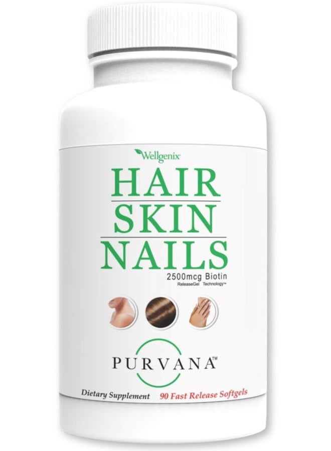 wellgenix Purvana Hair Nail and Skin 90 Count New Convenient Size - Image 1