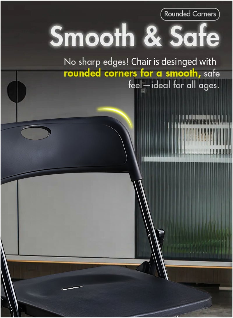 توشيونيكس كرسي دراسة قابل للطي، مقعد محمول قابل للطي، كرسي قابل للطي للمكتب أو الطاولة بإطار معدني ومقعد ومسند ظهر بلاستيكي، تصميم خفيف الوزن، أسود لامع، مناسب للمنزل، غرفة النوم، غرفة المعيشة، الشرفة، المكتب، الكمبيوتر المحمول، الكمبيوتر، المدرسة، الفصل الدراسي، دراسة الطلاب، تناول الطعام، النزهات الخارجية، الصيد، التخييم، المشي لمسافات طويلة، غرف المؤتمرات والفعاليات، متوفر في مجموعة من 1 إلى 8 - Image 4