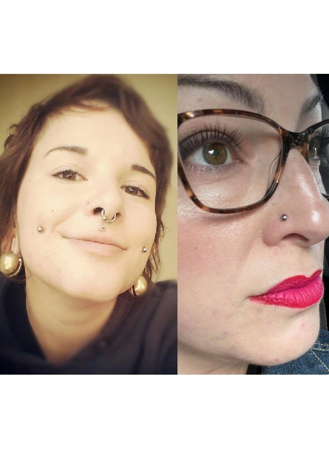 Qwalit Fake Lip Ring Piercing Piercings Nose Hoop Face Stud Stick On Eyebrow Balls Silver - Image 3