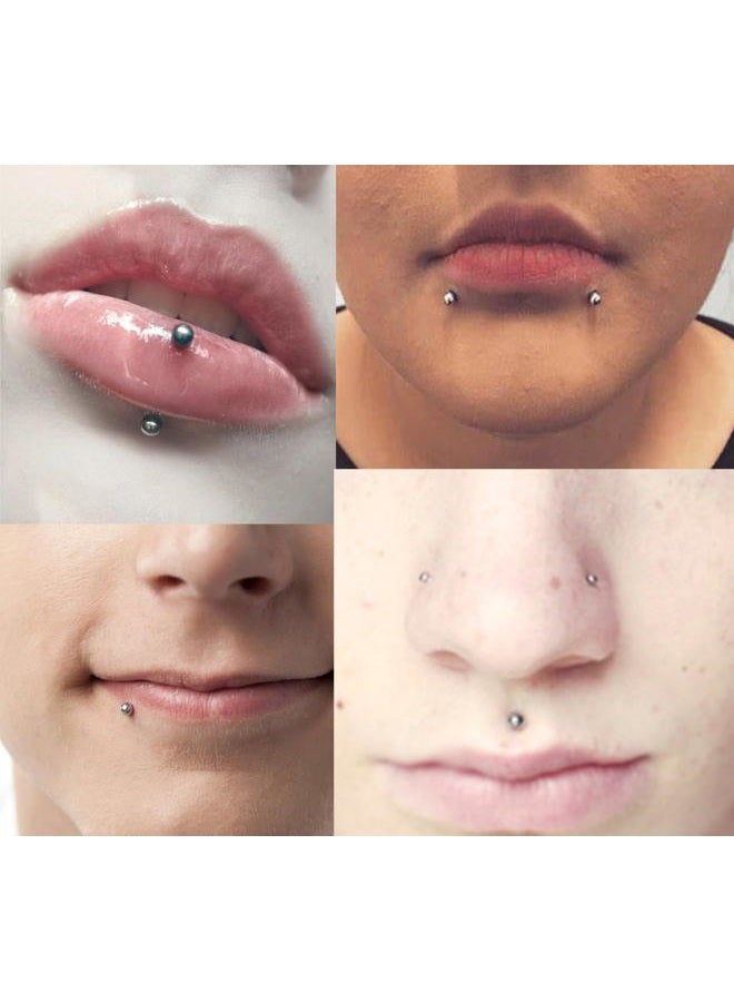 Qwalit Fake Lip Ring Piercing Piercings Nose Hoop Face Stud Stick On Eyebrow Balls Silver - Image 4