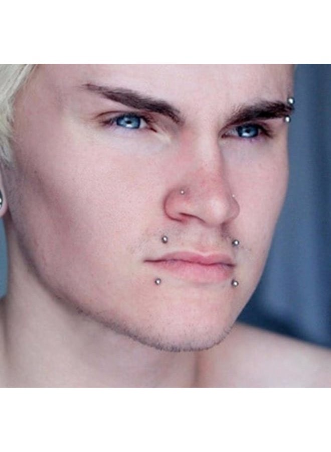 Qwalit Fake Lip Ring Piercing Piercings Nose Hoop Face Stud Stick On Eyebrow Balls Silver - Image 5