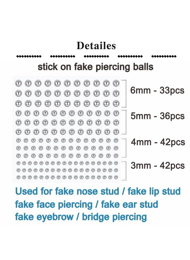 Qwalit Fake Lip Ring Piercing Piercings Nose Hoop Face Stud Stick On Eyebrow Balls Silver - Image 2