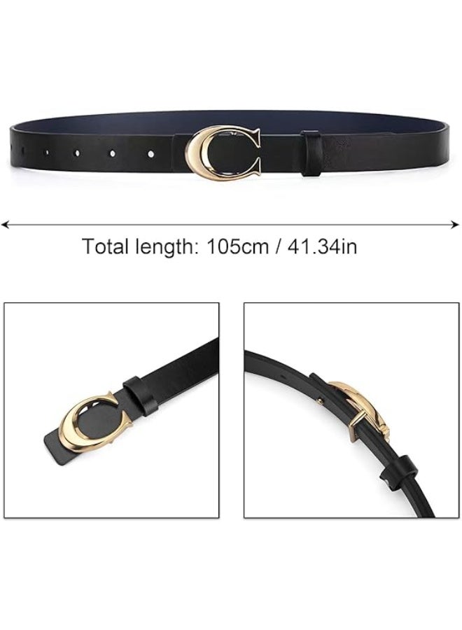 Keyrivs 2 Pack Women’s Leather Belts Ladies Belts for Jeans Pants Dresses Adjustable Belts Skinny Belt Retro Vintage Belt Waist Belt Fashion Women's Accessories Waist Strap - Image 4