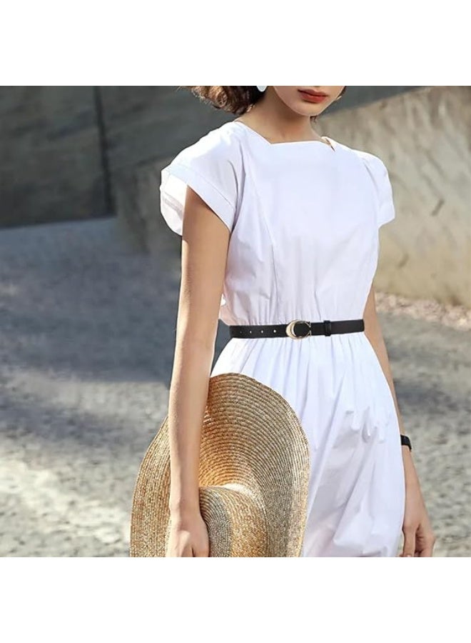 Keyrivs 2 Pack Women’s Leather Belts Ladies Belts for Jeans Pants Dresses Adjustable Belts Skinny Belt Retro Vintage Belt Waist Belt Fashion Women's Accessories Waist Strap - Image 5
