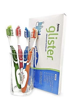 Amway Amway Advanced Persona Glister Manual Toothbrush For Adults- Pack Of 4, Multicolor 