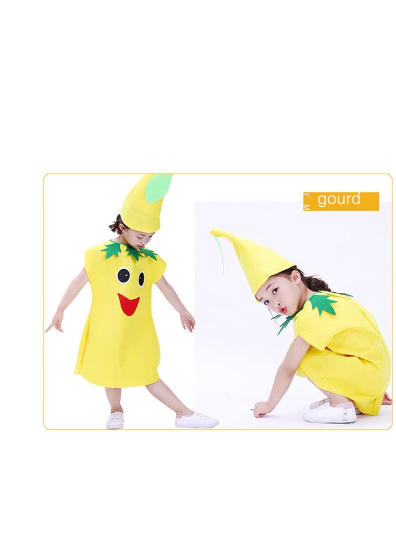 كابتن تيك Kids Fruits Vegetables and Nature costumes Suits outfits Fancy Dress Party Boys and Girls Costume Suit with Hat (Gourd) - Image 3