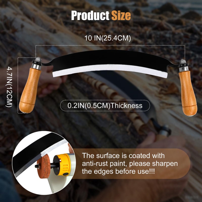 Beendou 10'' Draw Knife,Draw knife debarking tool,Curved Draw Knife,Draw Shave Tool Debarking Hand Tool,ergonomic handle,simple and effortless to use,bark stripper tool - Image 4