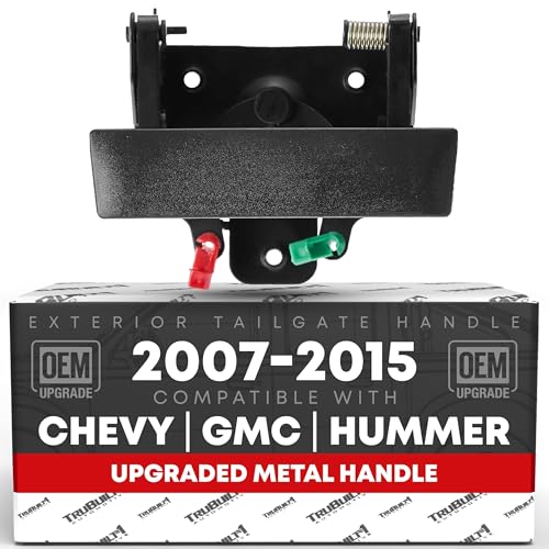 T1A Tailgate Handle Assembly Upgraded Metal Compatible with 20072015 Chevrolet Silverado GMC Sierra Hummer H3T Textured Black OEM 20955300 15140549 20880357 - Image 1