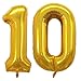 GOER Number 10 Balloons for 10th Birthday Party Decorations42 Inch Jumbo Foil Helium Balloons for 10th Anniversary Gold - Image 3