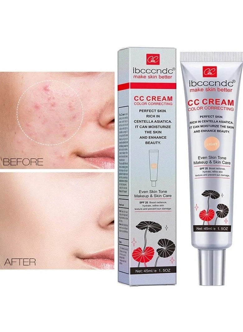 ibcccndc Color Correcting CC Cream, Hydrating CC Cream Foundation With Centella Asiatica, Multi Purpose Skin Tone Adjusting CC Cream Concealer, Pre-makeup Primer Brightening For Mature Skin, (Light)  - Image 3