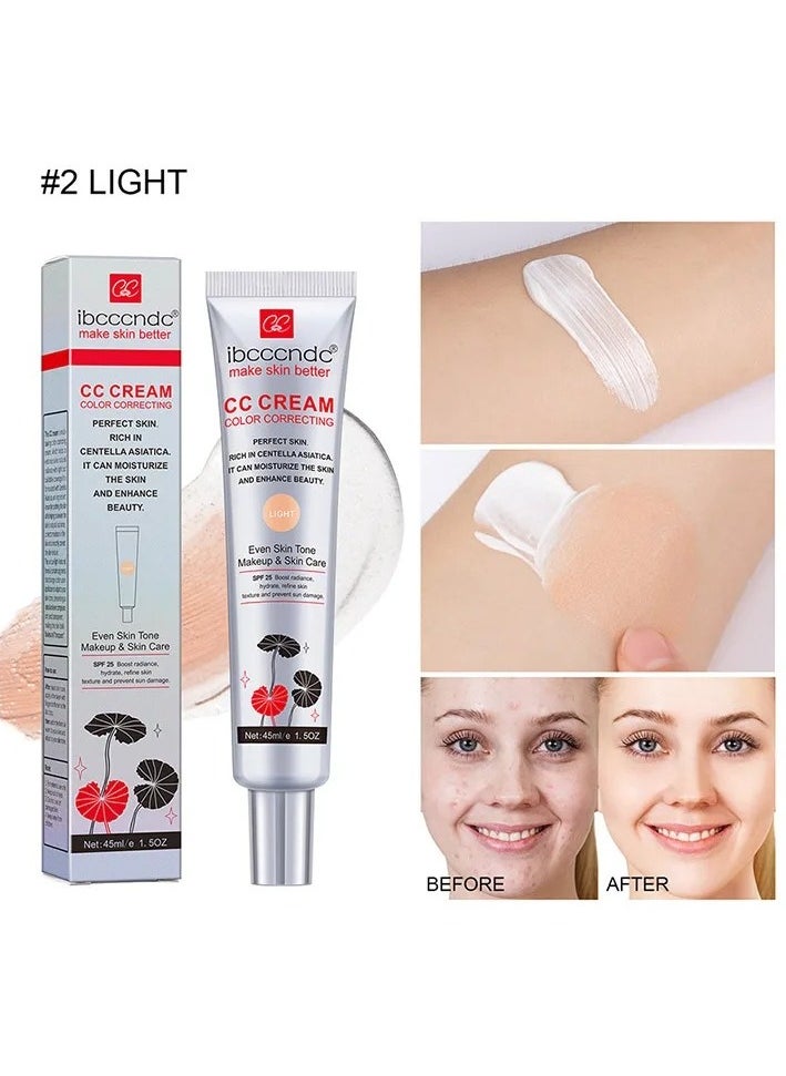 ibcccndc Color Correcting CC Cream, Hydrating CC Cream Foundation With Centella Asiatica, Multi Purpose Skin Tone Adjusting CC Cream Concealer, Pre-makeup Primer Brightening For Mature Skin, (Light)  - Image 2