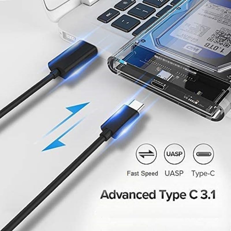 Terabyte غطاء SSD SATA 2.5 بوصة - محرك خارجي/غطاء حالة Type-C - سرعات نقل سريعة تتجاوز 5Gbps. تخزين ونقل بيانات أثناء التنقل (شفاف) 03 - Image 4