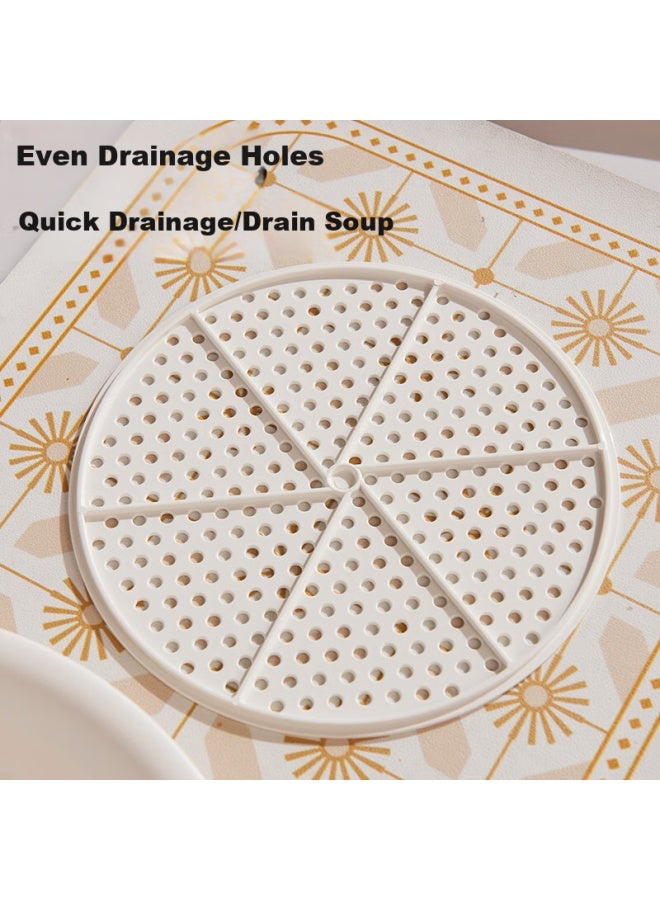 Star Square Xingfang Dumpling Plate, Double-layer Draining Plate, Round Dumpling Plate With Vinegar Dish, Compartmented Snack Plate - Image 4
