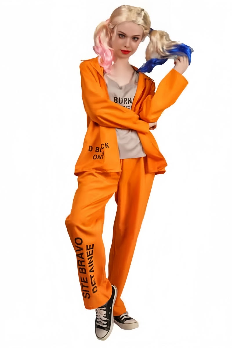 GGEROU Prisoner Women Jumpsuit Adult Costume Cool Prisoner Uniform Costume,Penitentiary Cosplay Costumes - Image 1