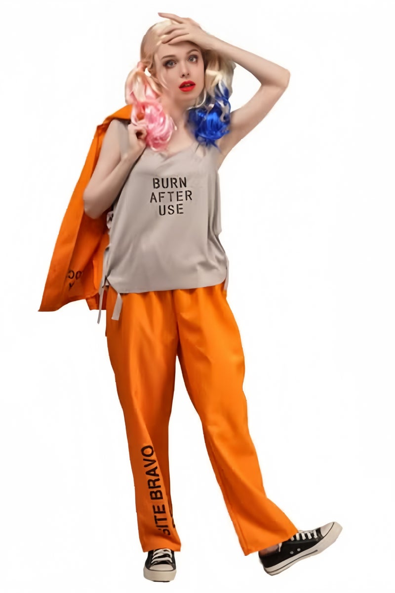 GGEROU Prisoner Women Jumpsuit Adult Costume Cool Prisoner Uniform Costume,Penitentiary Cosplay Costumes - Image 2