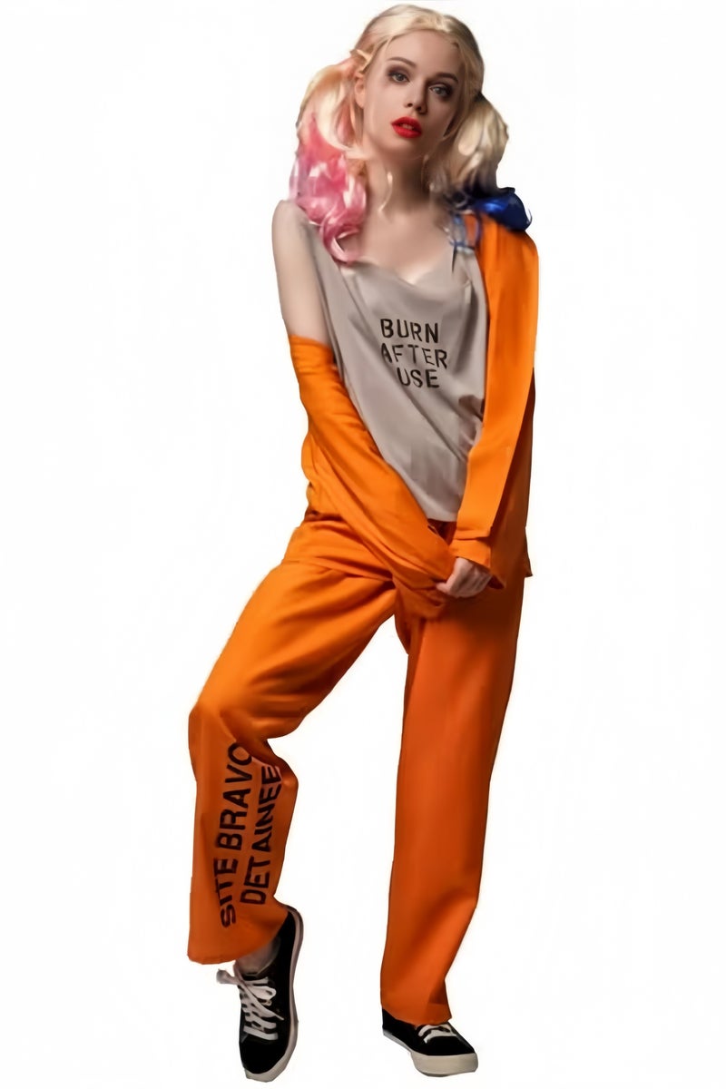 GGEROU Prisoner Women Jumpsuit Adult Costume Cool Prisoner Uniform Costume,Penitentiary Cosplay Costumes - Image 3