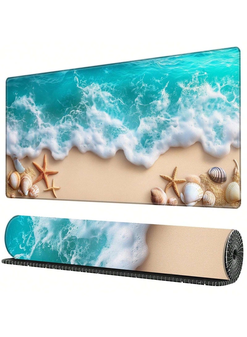 Stylish, Sea Shell Designed Mouse Pad With Non-Slip Rubber Base, Size 900x400 mm - Image 1