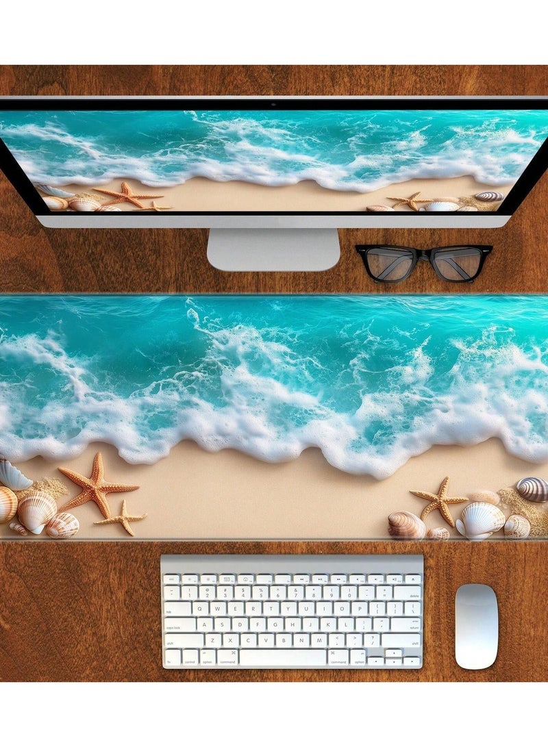 Stylish, Sea Shell Designed Mouse Pad With Non-Slip Rubber Base, Size 900x400 mm - Image 3