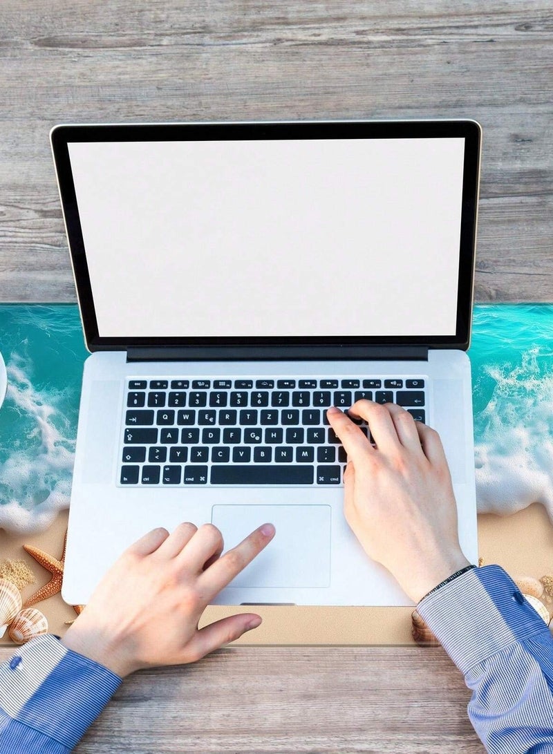 Stylish, Sea Shell Designed Mouse Pad With Non-Slip Rubber Base, Size 900x400 mm - Image 4