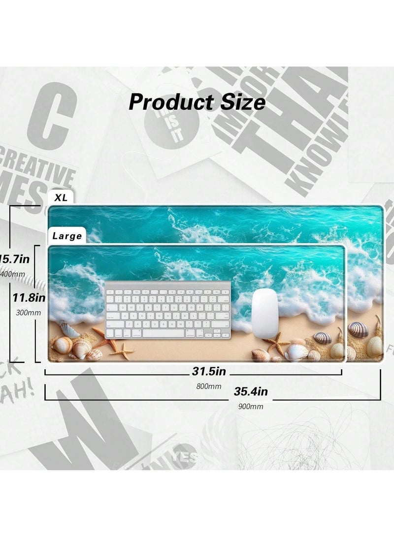 Stylish, Sea Shell Designed Mouse Pad With Non-Slip Rubber Base, Size 900x400 mm - Image 2