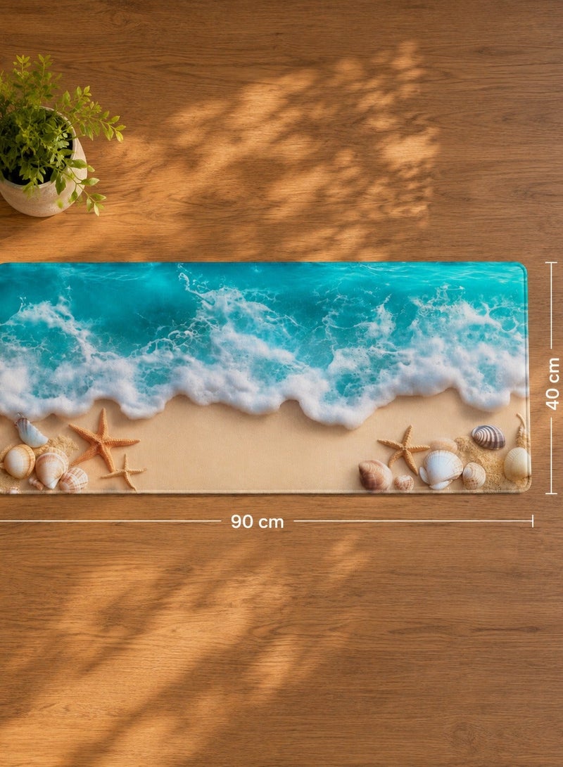 ماوس باد كبير بتصميم الشاطئ 90×40 سم، سطح ناعم وقاعدة مطاطية مانعة للانزلاق مع حواف مخيطة - Image 3