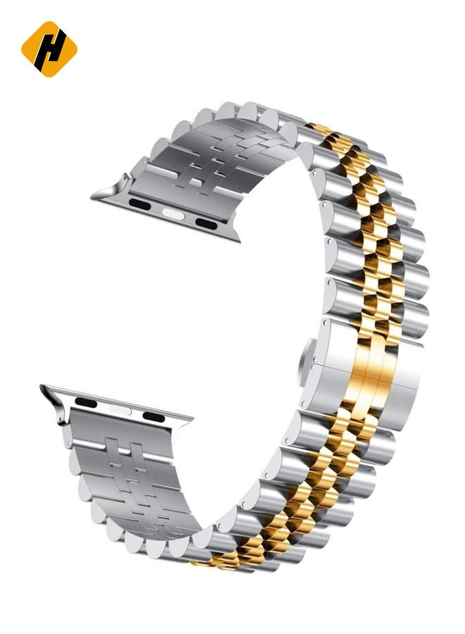 HuHa Compatible with Apple Watch Band 44mm 42mm 40mm 38mm Stainless Steel Heavy Band with Butterfly Folding Clasp Link Bracelet  - Image 2