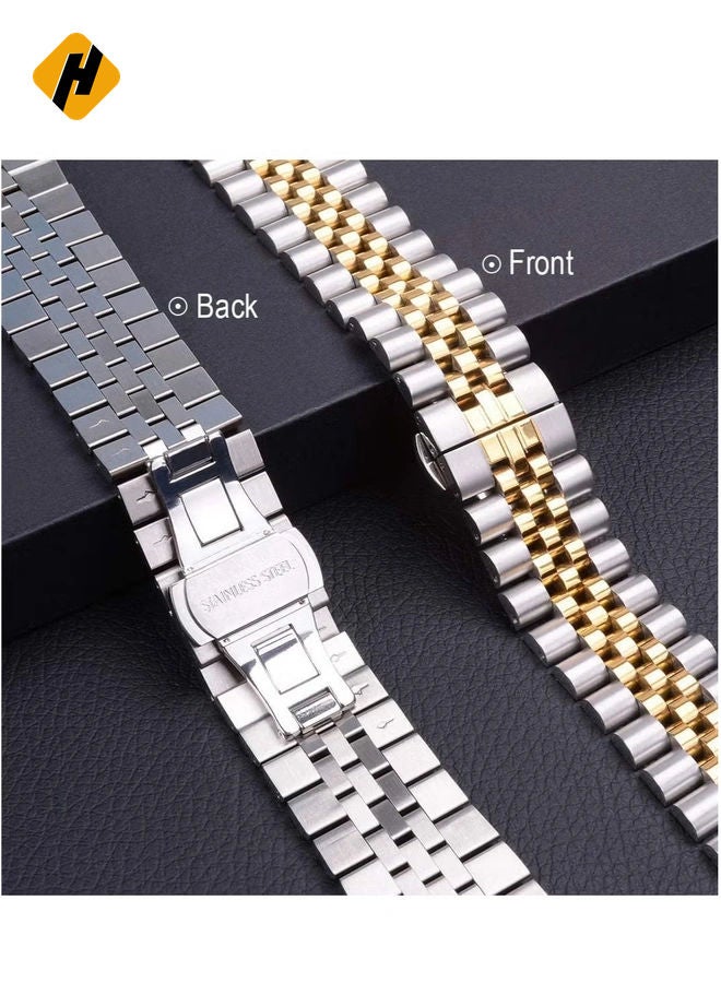 HuHa Compatible with Apple Watch Band 44mm 42mm 40mm 38mm Stainless Steel Heavy Band with Butterfly Folding Clasp Link Bracelet  - Image 4