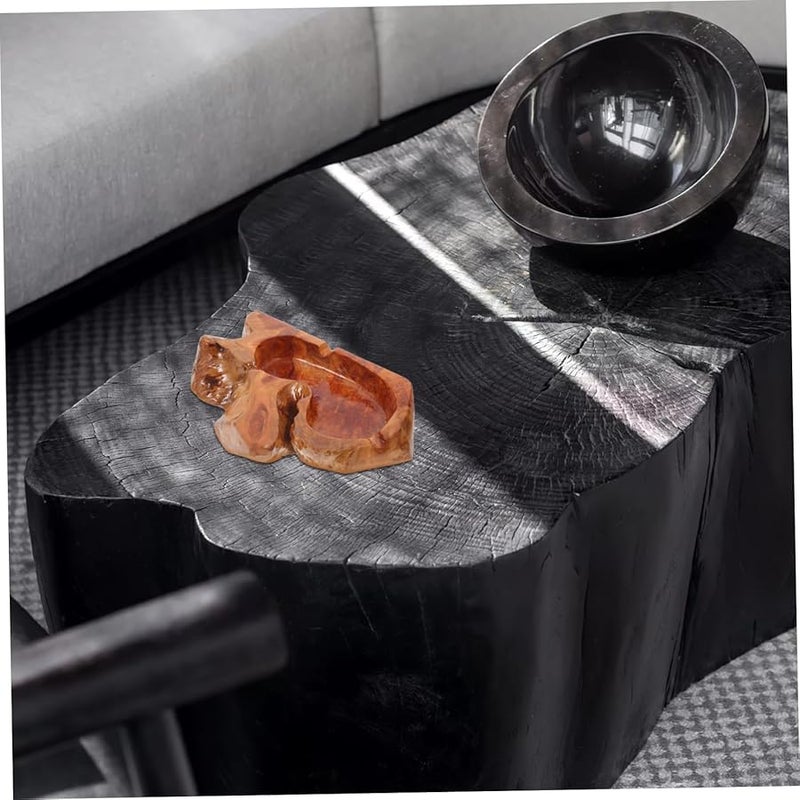 Large Wooden Ashtray Solid Ash Holder Compact Design Smooth Polished Surface for Home Office - Image 3