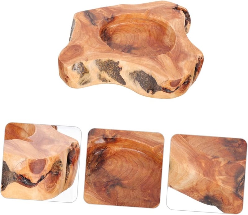 Large Wooden Ashtray Solid Ash Holder Compact Design Smooth Polished Surface for Home Office - Image 5