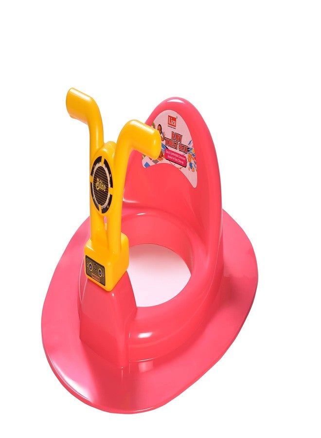 Zerya Kids Toilet Trainer Baby Potty Seat With Bike Handle And Back Support Toilet Seat (Pink) - Image 1