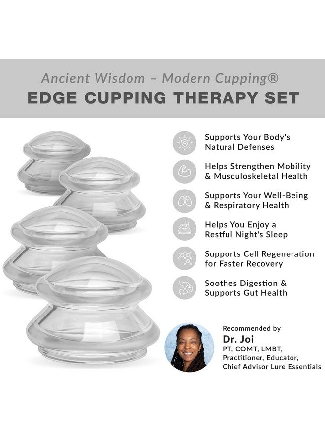 Lure Essentials Edge Silicone Cupping Set, Cupping Kit for Massage Therapy, Long Lasting Cups for Professional & Home Use, Body Sculpt Cup for Cellulite, Ultra Transparent Clear (8 Count) - Image 2
