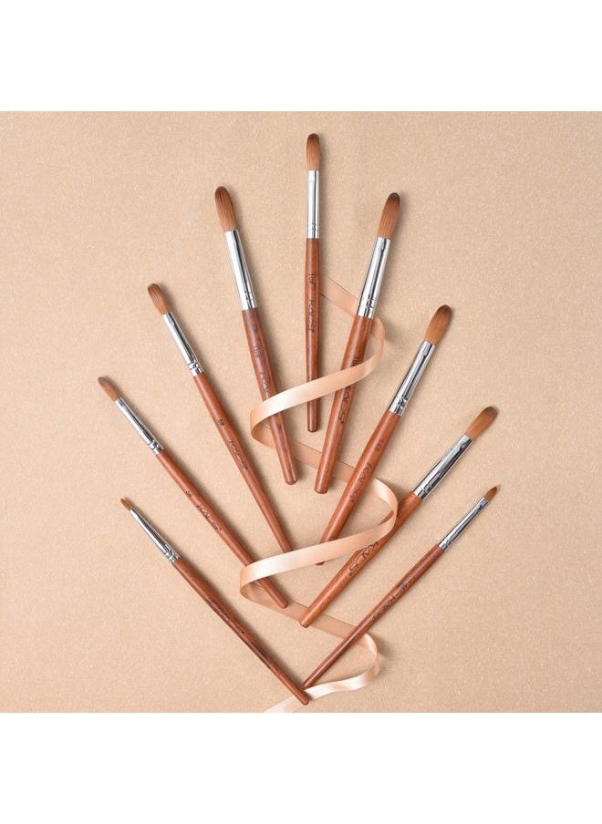 Rolabling Kolinsky Acrylic Nail Brush Red Wooden Acrylic Nail Brush Professional Salon Acrylic Brush for Nail (10#)  - Image 3