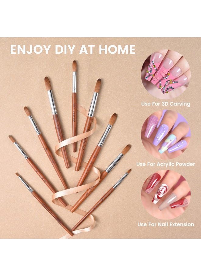 Rolabling Kolinsky Acrylic Nail Brush Red Wooden Acrylic Nail Brush Professional Salon Acrylic Brush for Nail (10#)  - Image 2
