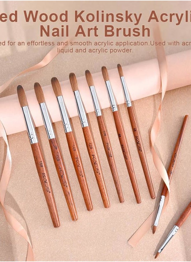 Rolabling Kolinsky Acrylic Nail Brush Red Wooden Acrylic Nail Brush Professional Salon Acrylic Brush for Nail (10#)  - Image 5