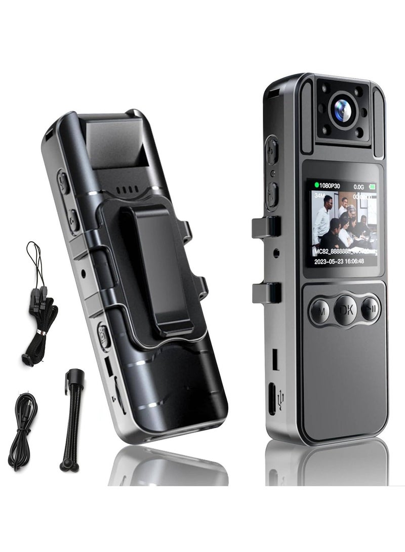 SYOSI Mini Camera with Audio Recording, Portable Wearable Small Body Worn Cam, 180°rotatable Lens True HD 1080p 1.4 in Screen to Playback Body Cam with Night Vision for Travel Record, Work Records - Image 1