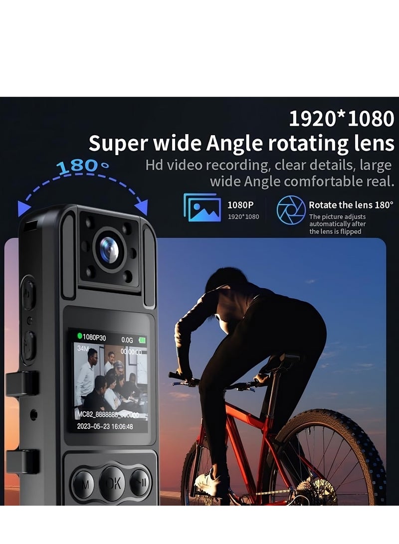 SYOSI Mini Camera with Audio Recording, Portable Wearable Small Body Worn Cam, 180°rotatable Lens True HD 1080p 1.4 in Screen to Playback Body Cam with Night Vision for Travel Record, Work Records - Image 4