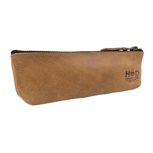 Hide & Drink Hide Drink Rectangular Pencil Case Pen Marker Pouch for Men and Women Flat Zippered Holder Classic Style for Artists Full Grain Leather Handmade Single Malt Mahogany - Image 3