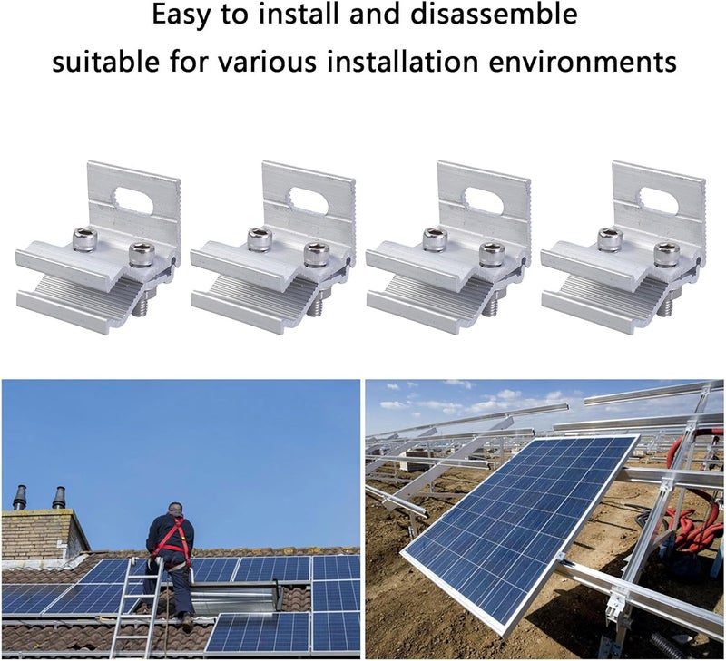 4pcs Solar Array Mounting Clamps Efficient Aluminum Designs Panel Attachment Clamps Ensures Long & Stability Fasteners - Image 2
