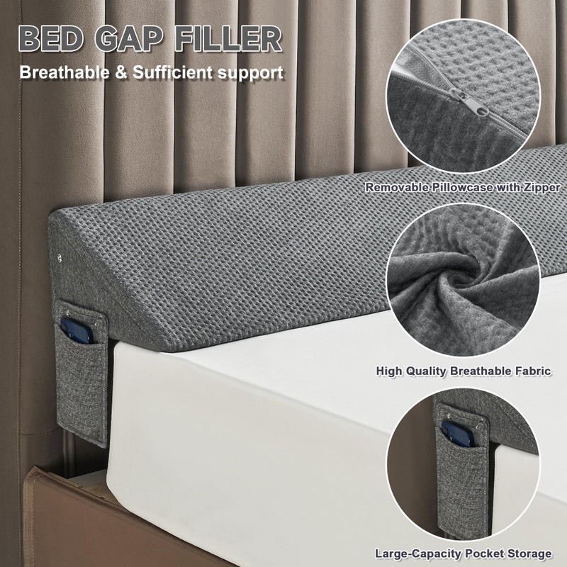 IFNOW Queen Size(60"x6"x10") Bed Wedge Pillow for Headboard, Mattress Gap Filler(0-8"), Bed Wedge for Gap Between Your Headboard and Mattress Dark Grey - Image 4