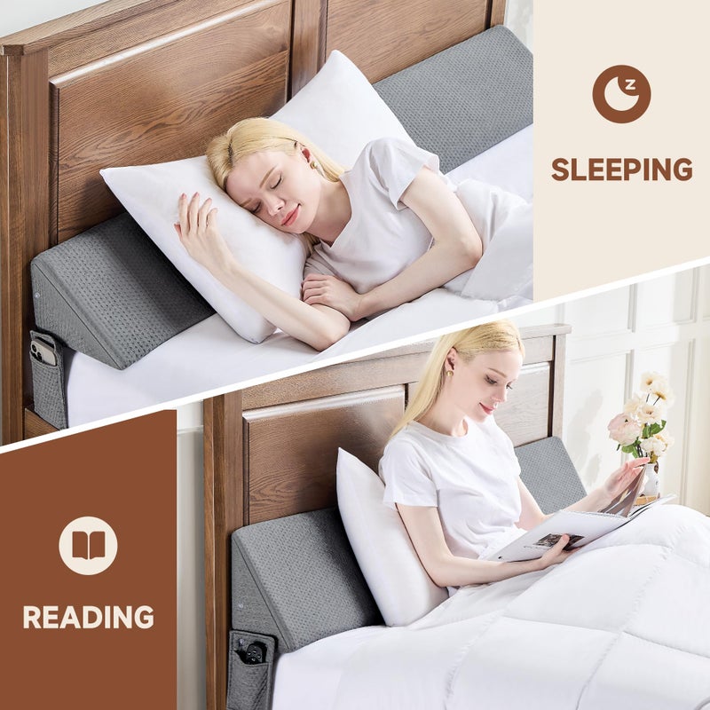 IFNOW Queen Size(60"x6"x10") Bed Wedge Pillow for Headboard, Mattress Gap Filler(0-8"), Bed Wedge for Gap Between Your Headboard and Mattress Dark Grey - Image 3