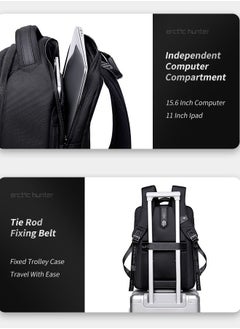 ARCTIC HUNTER B00490 9cm Expandable Fashion Men Backpacks 15.6inch USB Charging Laptop Backpack, Black  - Image 5