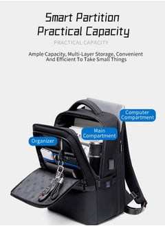 ARCTIC HUNTER B00490 9cm Expandable Fashion Men Backpacks 15.6inch USB Charging Laptop Backpack, Black  - Image 4