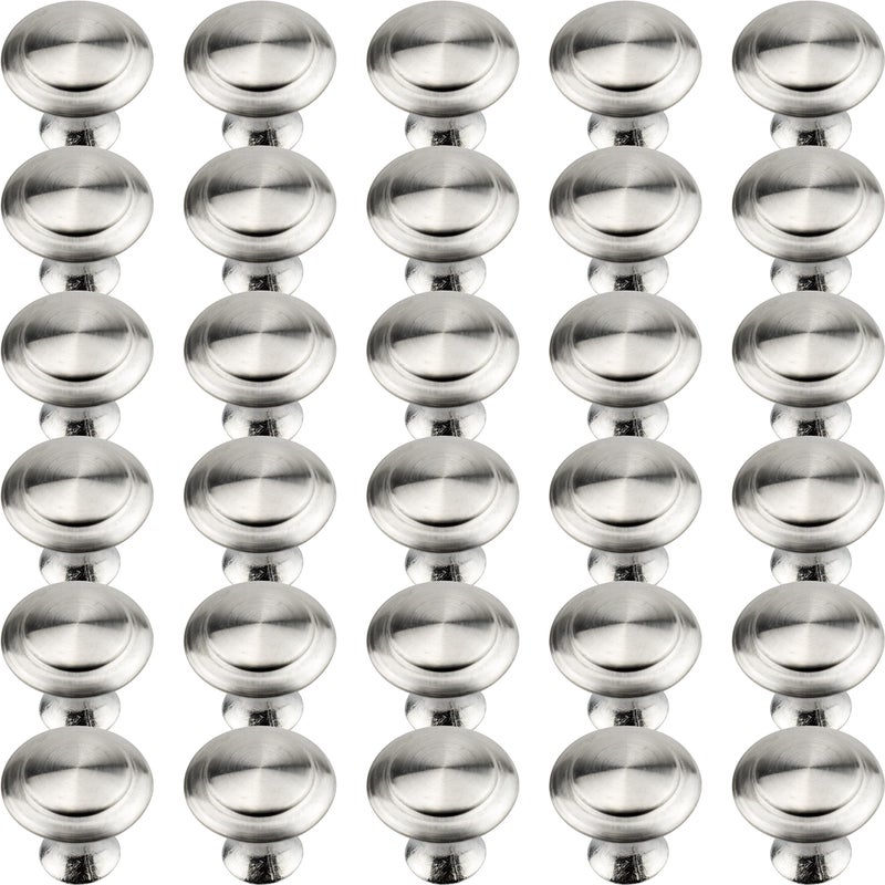 IFAMIO 30 Pack Kitchen Cabinet Knobs Round Cupboard Handles Stainless Steel Kitchen Cabinet Drawer Pulls for Cupboard Door Bedroom Bathroom Wardrobe Dresser Drawer