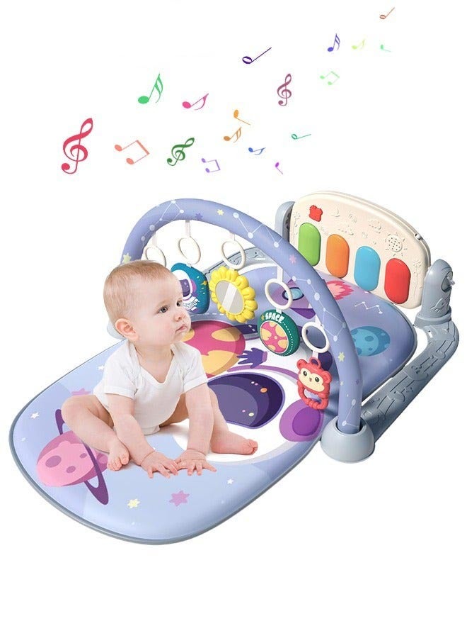DURKU Baby Piano Gym Mat with 5 Sensory Toys and Interactive Activity Center for Babies, Early Development Playmat, Musical Play Mat for Lying, Sitting, Tummy Time, Take-Along Use, 3 AA Batteries Required. - Image 1