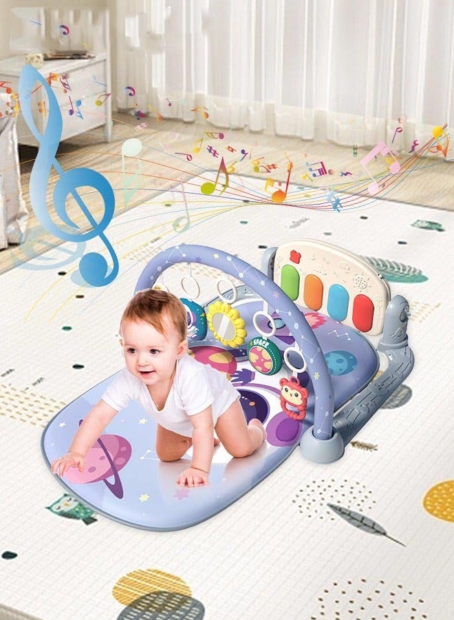DURKU Baby Piano Gym Mat with 5 Sensory Toys and Interactive Activity Center for Babies, Early Development Playmat, Musical Play Mat for Lying, Sitting, Tummy Time, Take-Along Use, 3 AA Batteries Required. - Image 2
