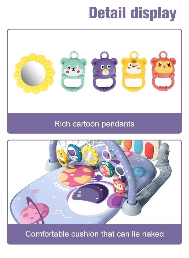 DURKU Baby Piano Gym Mat with 5 Sensory Toys and Interactive Activity Center for Babies, Early Development Playmat, Musical Play Mat for Lying, Sitting, Tummy Time, Take-Along Use, 3 AA Batteries Required. - Image 4