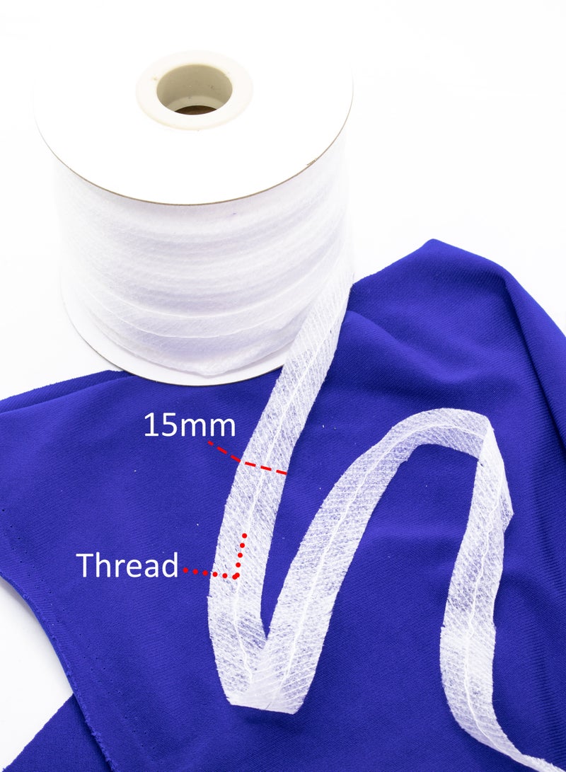 15mm Interlining with Thread - 100-Meter Roll, White - Ideal for Tailoring, Sewing, and Craft Projects - Image 4
