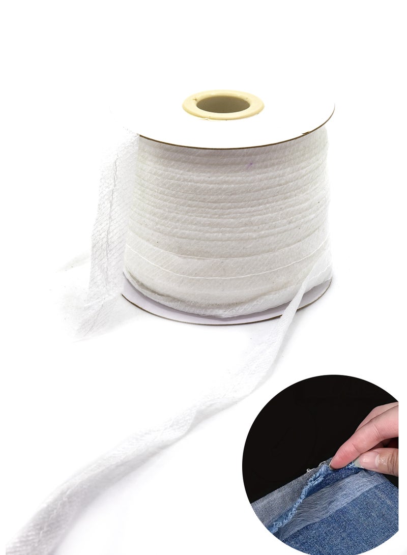 15mm Interlining with Thread - 100-Meter Roll, White - Ideal for Tailoring, Sewing, and Craft Projects - Image 1